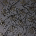 Midnight Black Abstract Lurex Silk Chiffon Fabric 110cm