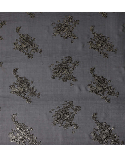 Midnight Black Abstract Lurex Silk Chiffon Fabric 110cm