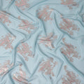 Powder Blue Abstract Lurex Silk Chiffon Fabric 110cm