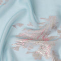 Powder Blue Abstract Lurex Silk Chiffon Fabric 110cm
