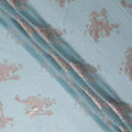 Powder Blue Abstract Lurex Silk Chiffon Fabric 110cm