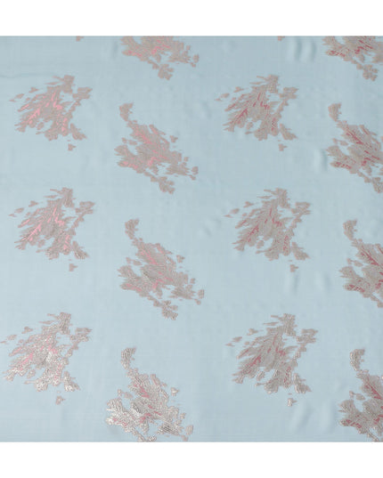 Powder Blue Abstract Lurex Silk Chiffon Fabric 110cm