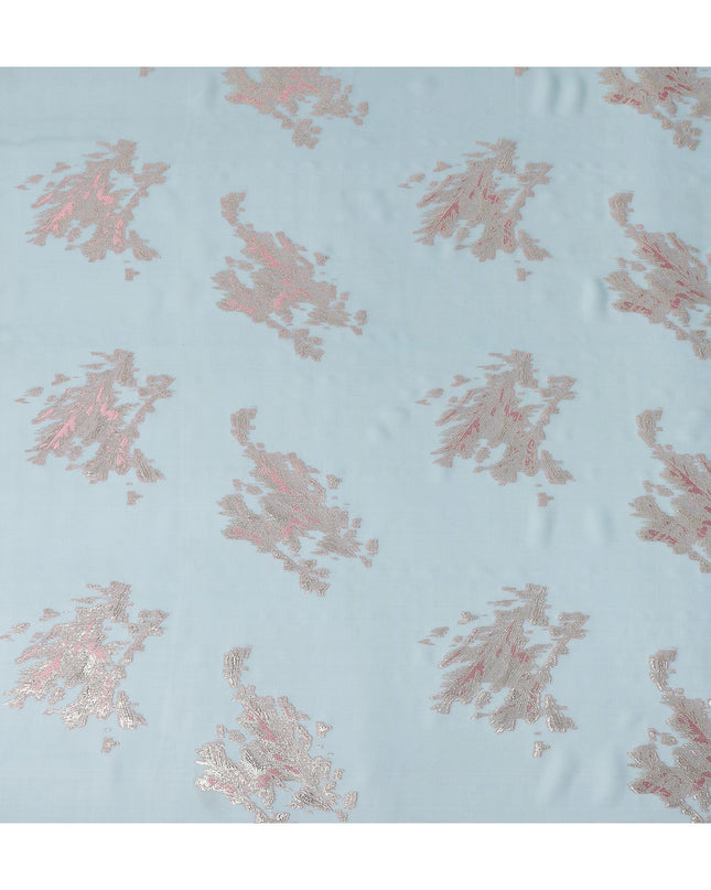 Powder Blue Abstract Lurex Silk Chiffon Fabric 110cm