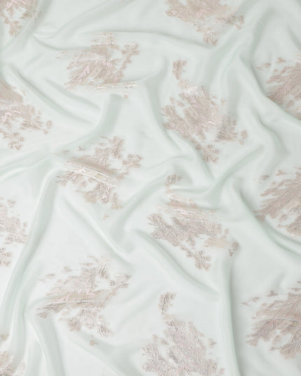 Pastel Mint Abstract Lurex Silk Chiffon Fabric 110cm