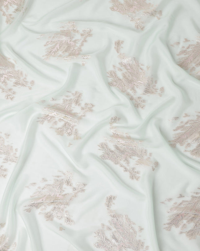 Pastel Mint Abstract Lurex Silk Chiffon Fabric 110cm