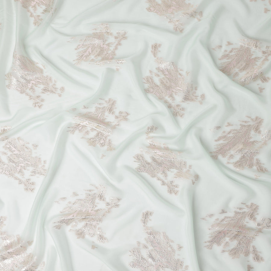 Pastel Mint Abstract Lurex Silk Chiffon Fabric 110cm