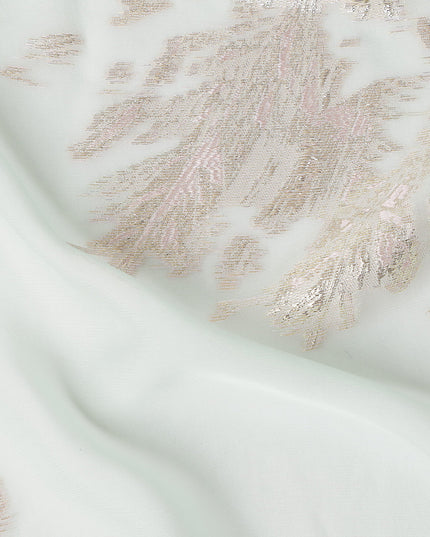 Pastel Mint Abstract Lurex Silk Chiffon Fabric 110cm