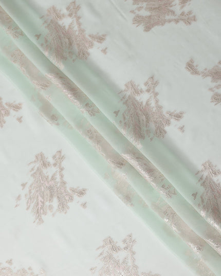 Pastel Mint Abstract Lurex Silk Chiffon Fabric 110cm