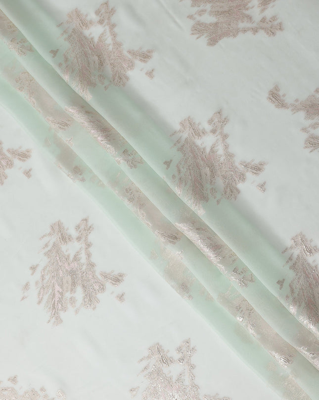Pastel Mint Abstract Lurex Silk Chiffon Fabric 110cm