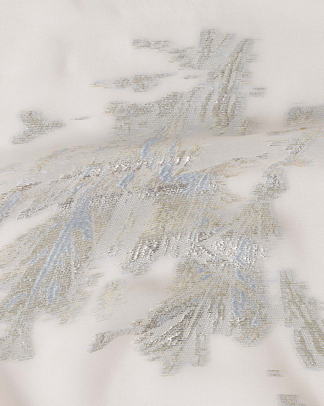Porcelain White Abstract Lurex Silk Chiffon Fabric 110cm