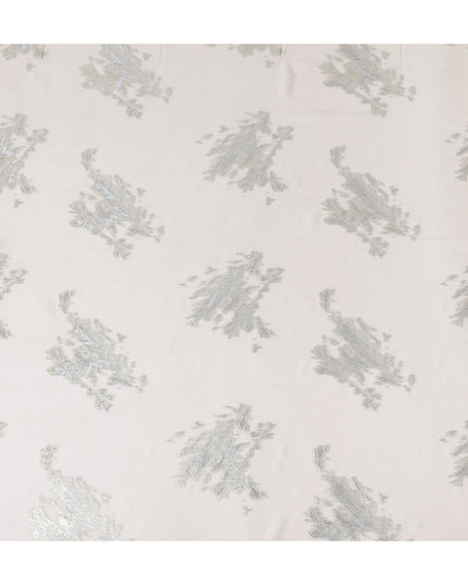 Porcelain White Abstract Lurex Silk Chiffon Fabric 110cm