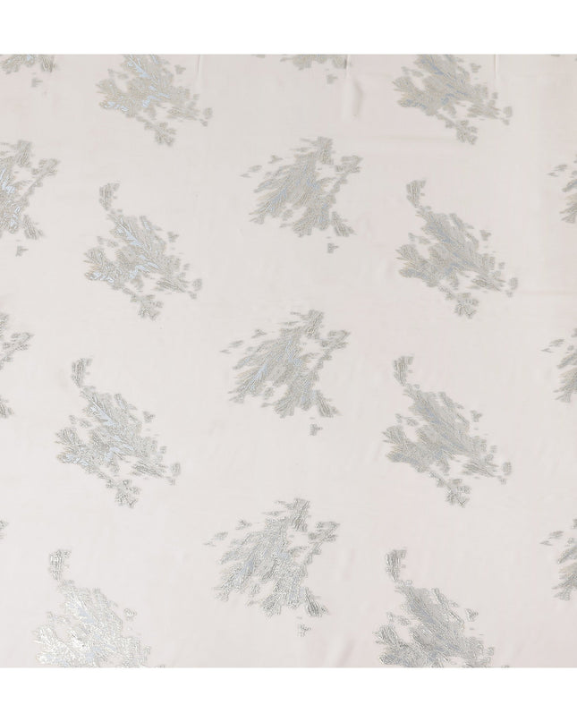 Porcelain White Abstract Lurex Silk Chiffon Fabric 110cm