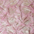 Candy Pink Floral Lurex Silk Chiffon Fabric 110cm