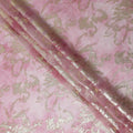 Candy Pink Floral Lurex Silk Chiffon Fabric 110cm