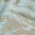 Aqua Mint Floral Lurex Silk Chiffon Fabric 110cm