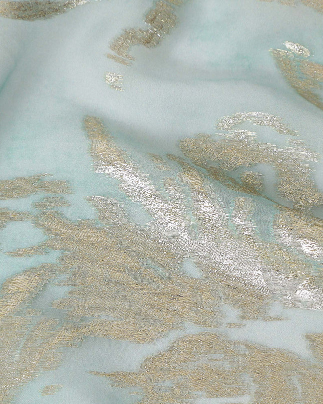 Aqua Mint Floral Lurex Silk Chiffon Fabric 110cm