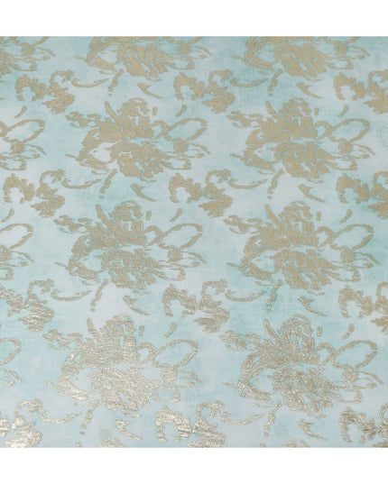 Aqua Mint Floral Lurex Silk Chiffon Fabric 110cm