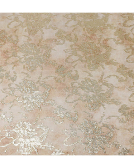 Nude Beige Floral Lurex Silk Chiffon Fabric 110cm