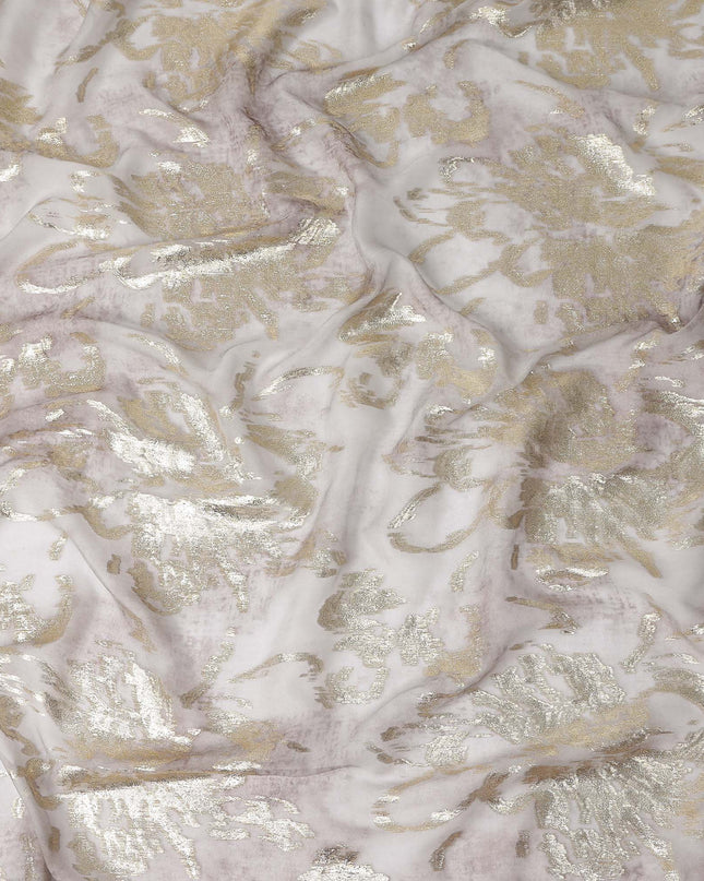 Oyster White Floral Lurex Silk Chiffon Fabric 110cm