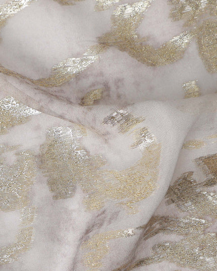 Oyster White Floral Lurex Silk Chiffon Fabric 110cm