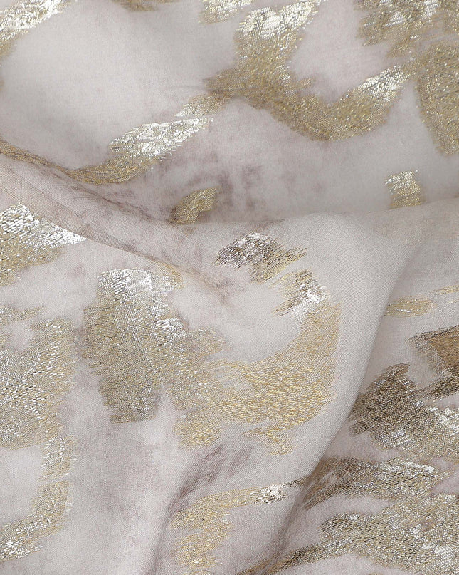 Oyster White Floral Lurex Silk Chiffon Fabric 110cm