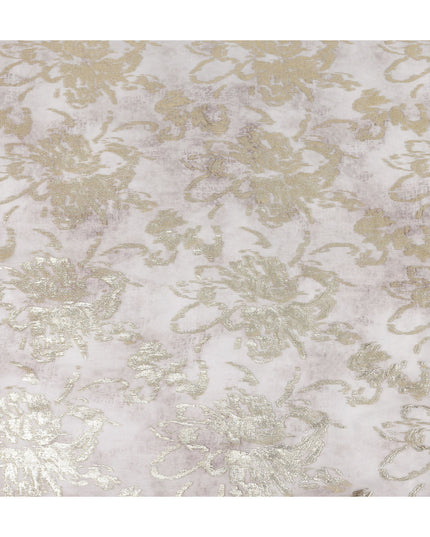 Oyster White Floral Lurex Silk Chiffon Fabric 110cm