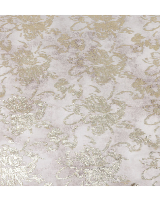 Oyster White Floral Lurex Silk Chiffon Fabric 110cm
