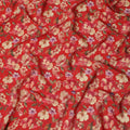 Scarlet Red Blossom Floral Viscose Crepe Fabric 110cm