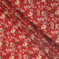 Scarlet Red Blossom Floral Viscose Crepe Fabric 110cm