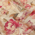 Champagne Beige Floral Viscose Crepe Fabric 110cm