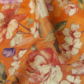Pumpkin Orange Blossom Floral Viscose Crepe Fabric 110cm