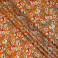Pumpkin Orange Blossom Floral Viscose Crepe Fabric 110cm