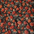 Onyx Black Tulip Floral Viscose Crepe Fabric 110cm