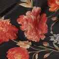 Onyx Black Tulip Floral Viscose Crepe Fabric 110cm