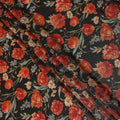 Onyx Black Tulip Floral Viscose Crepe Fabric 110cm