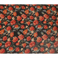 Onyx Black Tulip Floral Viscose Crepe Fabric 110cm