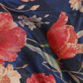 Royal Blue Tulip Floral Viscose Crepe Fabric 110cm