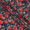 Royal Blue Tulip Floral Viscose Crepe Fabric 110cm