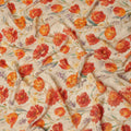 Almond Beige Tulip Floral Viscose Crepe Fabric 110cm
