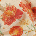 Almond Beige Tulip Floral Viscose Crepe Fabric 110cm