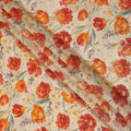 Almond Beige Tulip Floral Viscose Crepe Fabric 110cm