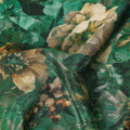 Emerald Green Vintage Floral Viscose Crepe Fabric 110cm