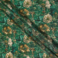 Emerald Green Vintage Floral Viscose Crepe Fabric 110cm