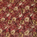 Maroon Red Vintage Floral Viscose Crepe Fabric 110cm