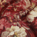Maroon Red Vintage Floral Viscose Crepe Fabric 110cm
