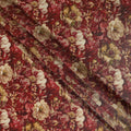 Maroon Red Vintage Floral Viscose Crepe Fabric 110cm