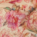 Peach Pink Peony Floral Viscose Crepe Fabric 110cm