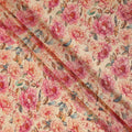 Peach Pink Peony Floral Viscose Crepe Fabric 110cm