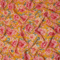 Mustard Yellow Peony Floral Viscose Crepe Fabric 110cm