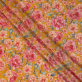 Mustard Yellow Peony Floral Viscose Crepe Fabric 110cm